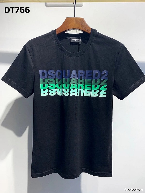 DSQUARED2 Trendy Black Short-sleeve T-shirt with Gradient Letters