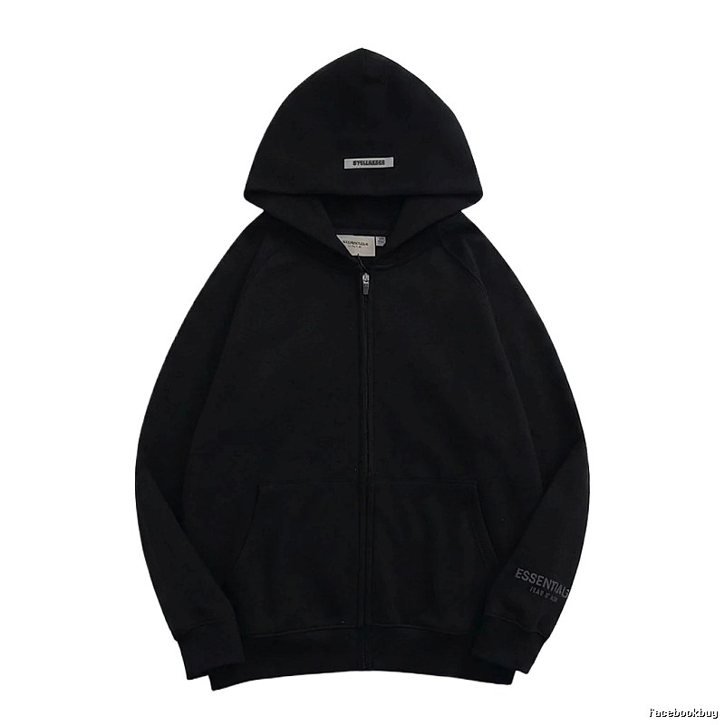 ESSENTIALS minimalist style black hoodie