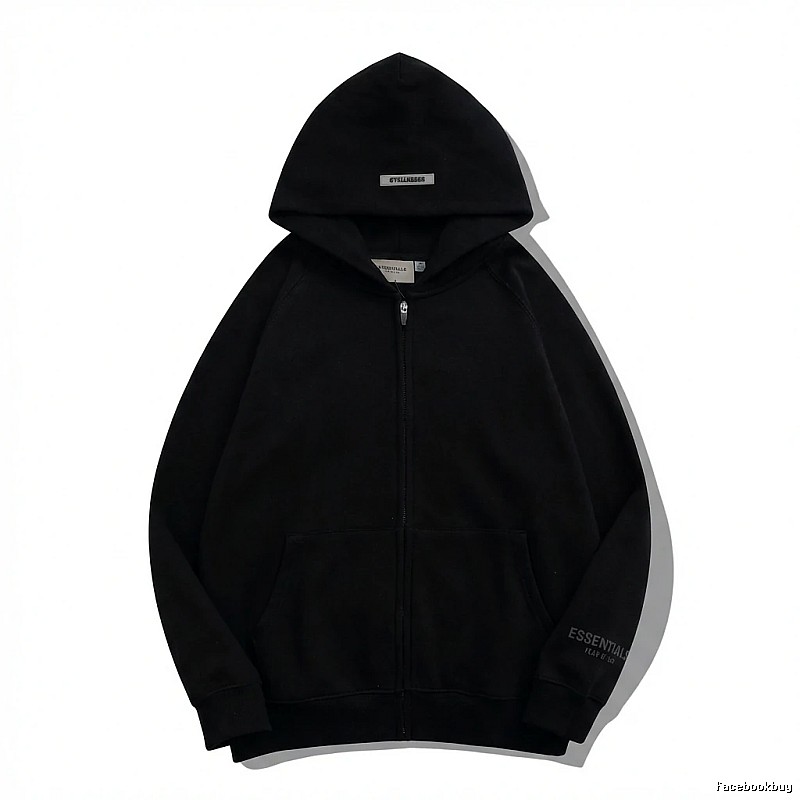 ESSENTIALS minimalist style black hoodie