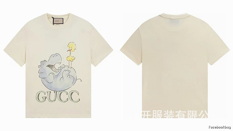 Gucci Cartoon Hippo Casual Off-white T-shirt