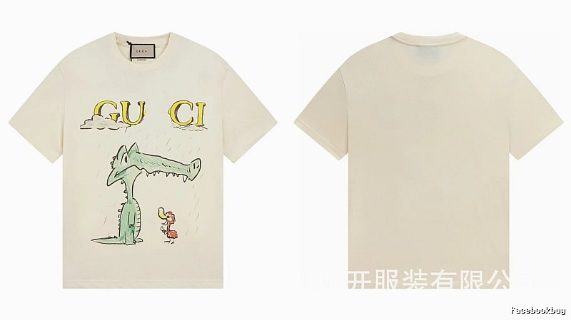 Gucci Crocodile Print Childlike Off-white T-Shirt