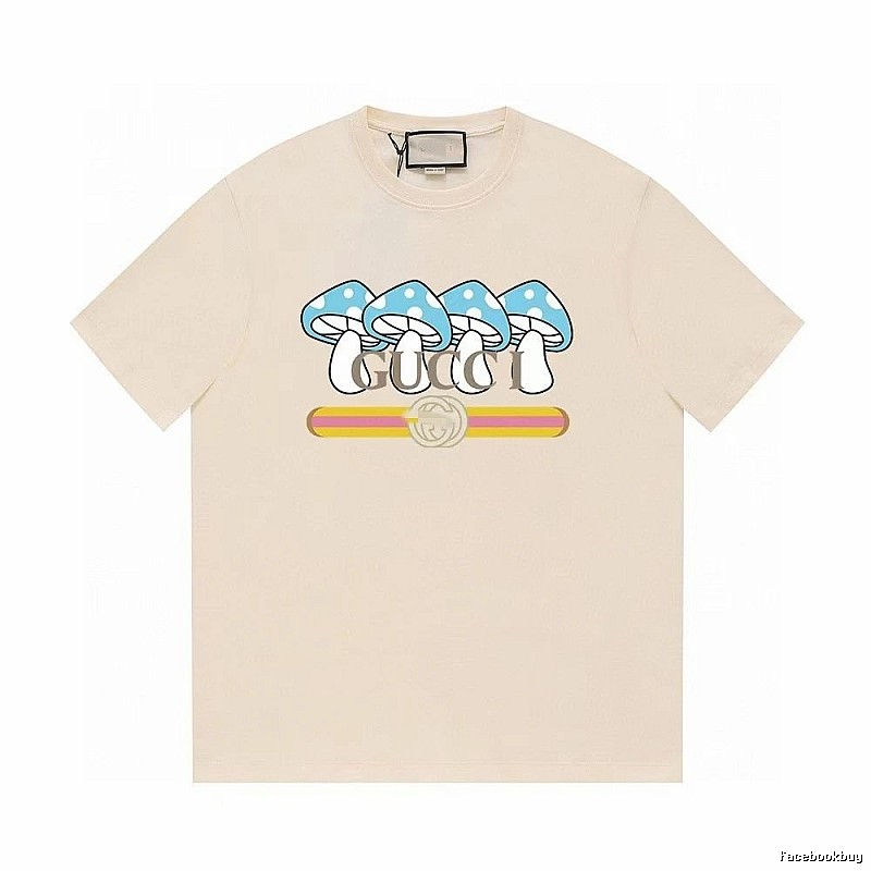 Gucci Mushroom Print Casual Style Off-white T-shirt