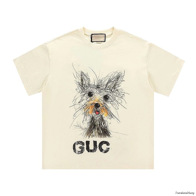 Gucci Puppy Graffiti Casual Style Off-white T-shirt