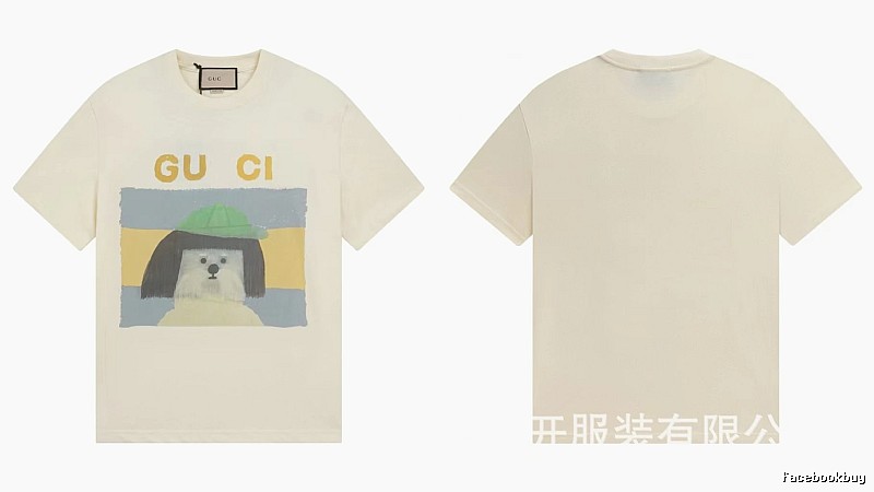 Gucci Puppy Print Casual Style Off-white T-shirt
