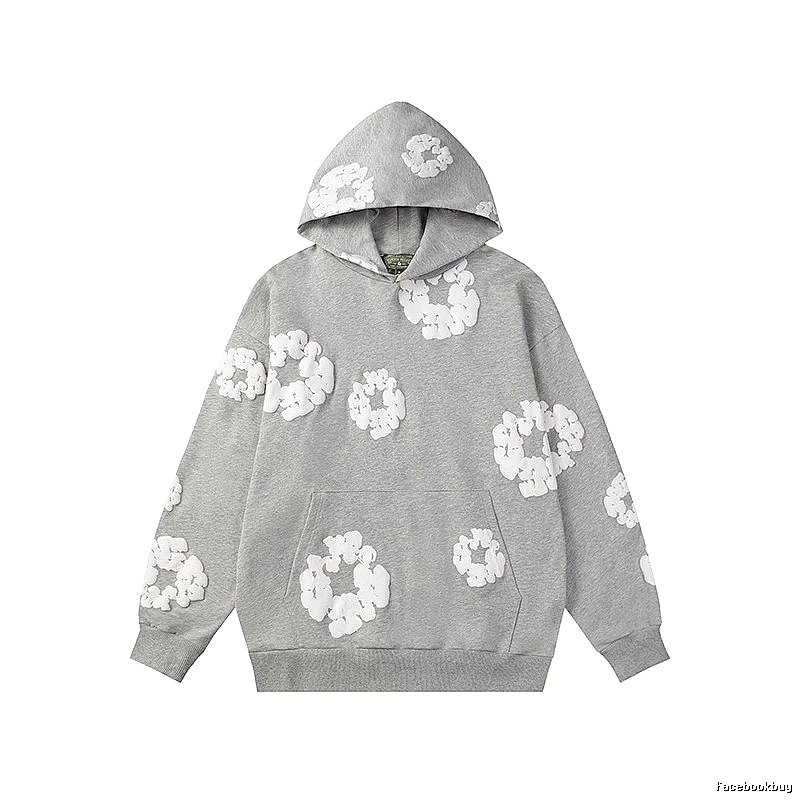 Heather Grey Floral Hoodie Casual Streetwear