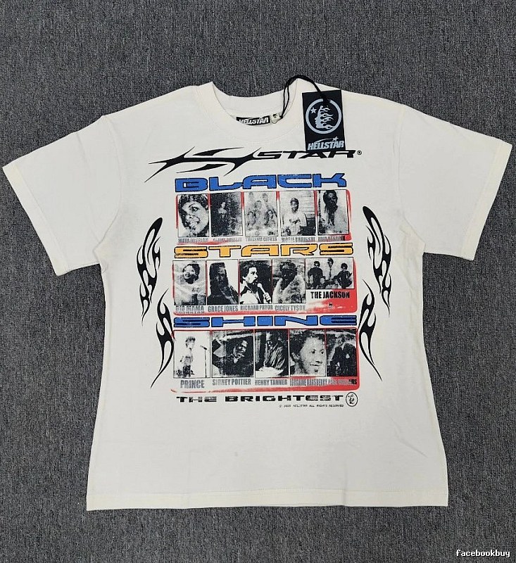 Hellstar Black Star Vintage Off-white Short Sleeve T-Shirt