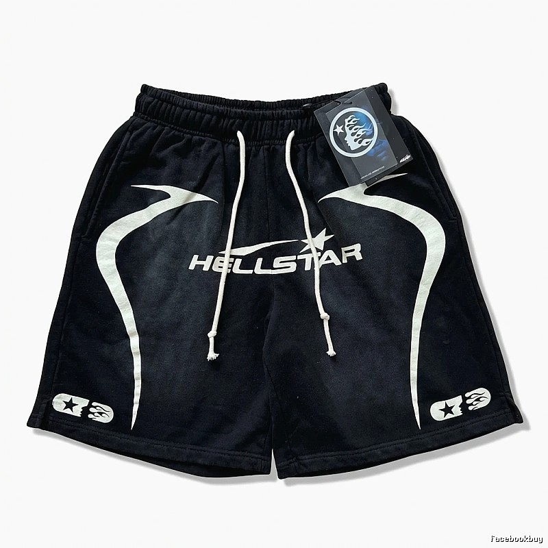 Hellstar dark-style black shorts