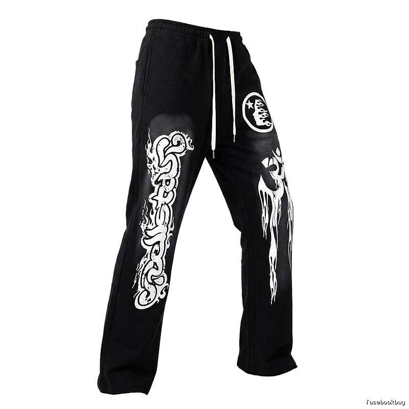 Hellstar Dark Style Printed Black Pants