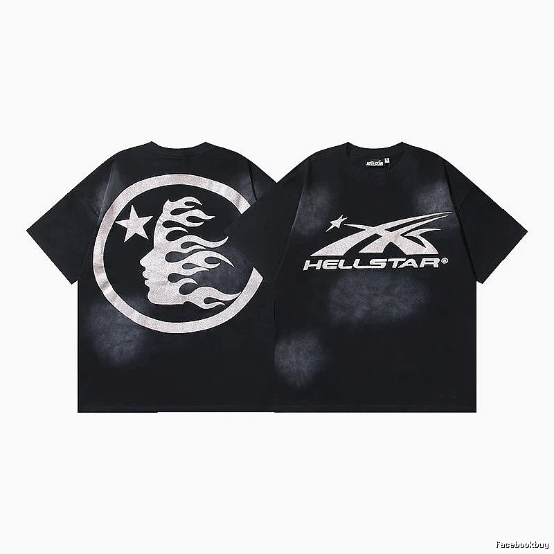 Hellstar Flame Print Street Style Black T-Shirt