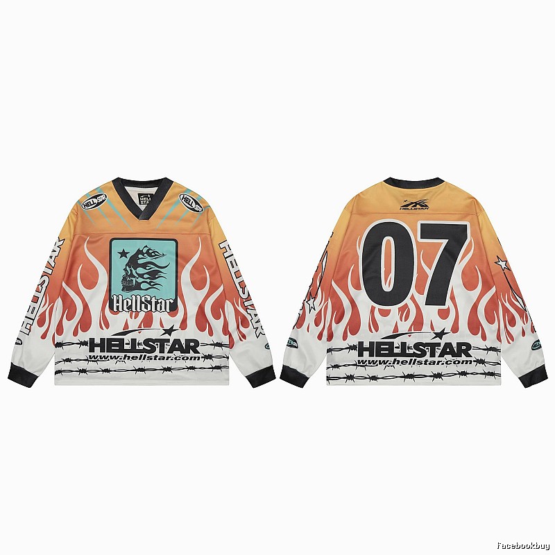 Hellstar Retro Flame Motorcycle Long Sleeve Jersey