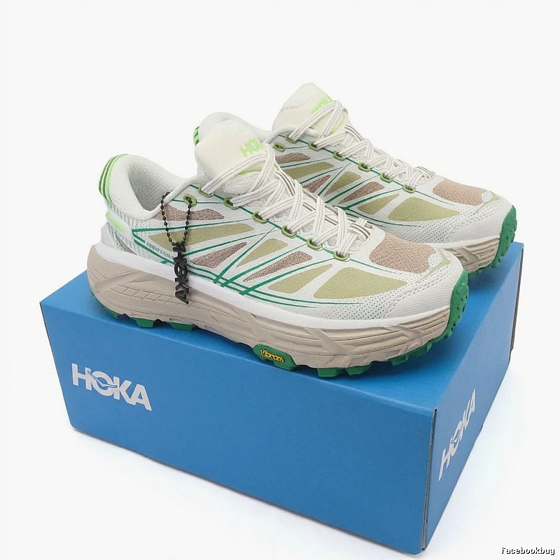 HOKA ONE ONE Off-road Style White and Green Shoes