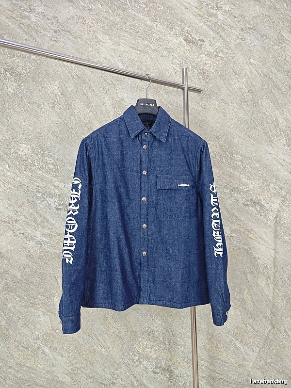 Indigo Blue Chrome Hearts Denim Overshirt - Resort Edit