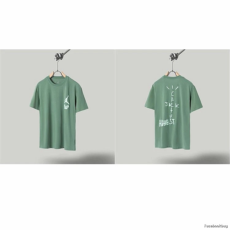 Jordan x Travis Scott Co-branded Street Style Pea Green T-Shirt