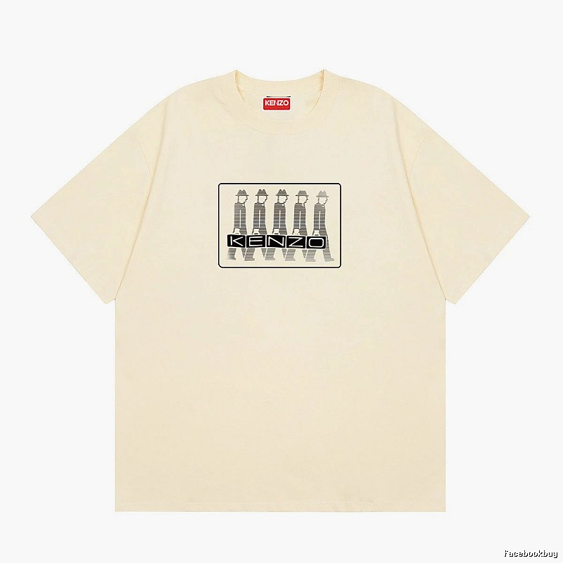 KENZO Character Print Casual Style Beige T-shirt