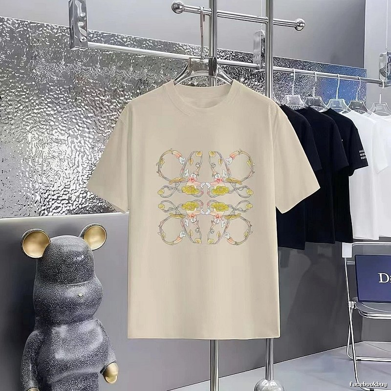 LOEWE Floral Print Casual Off-white T-shirt