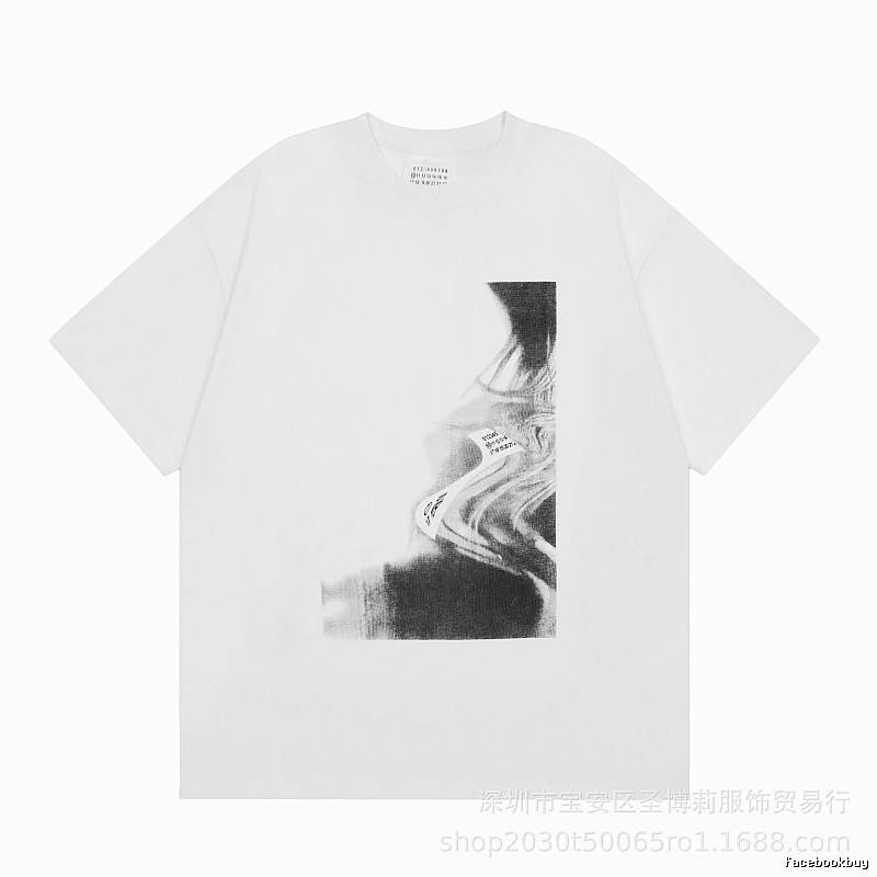 Maison Margiela Abstract Ink-wash Style White Short-sleeve T-shirt