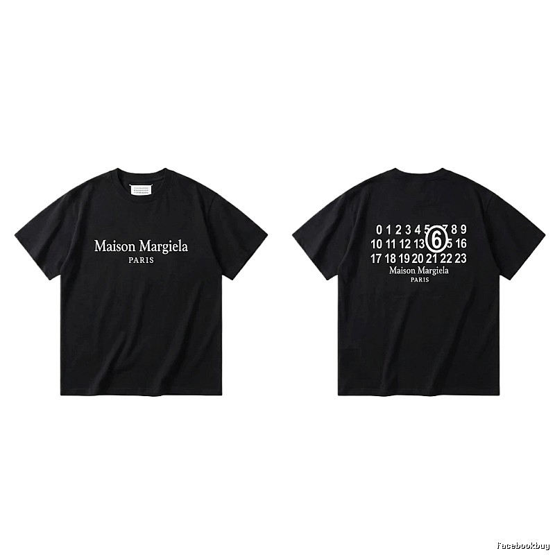 Maison Margiela black T-shirt with digital printing.