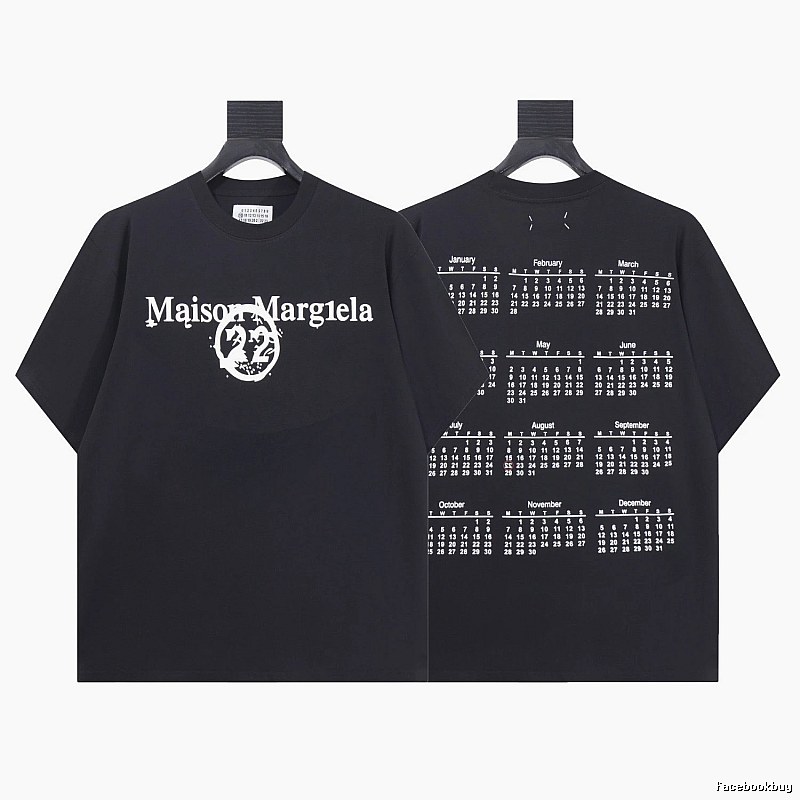 Maison Margiela Calendar Print Trendy Cool Black T-Shirt