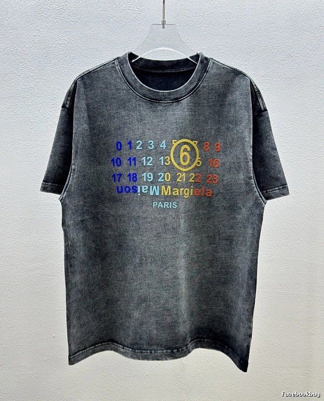 Maison Margiela MM6 Vintage Distressed Charcoal Gray T-Shirt