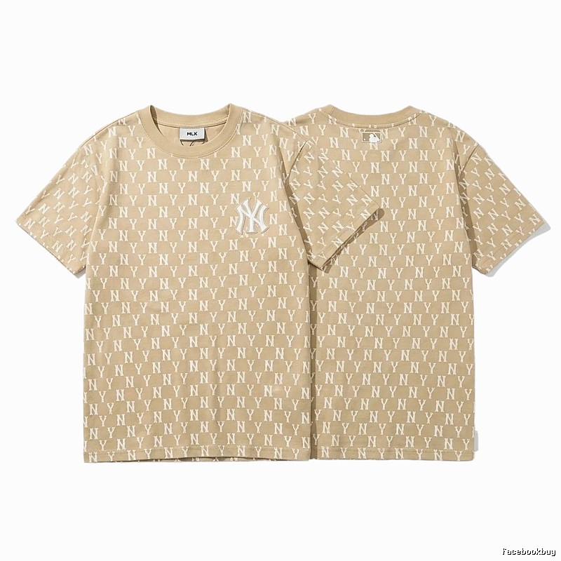 MLB Full Print Fashion Khaki Short-sleeve Shirt