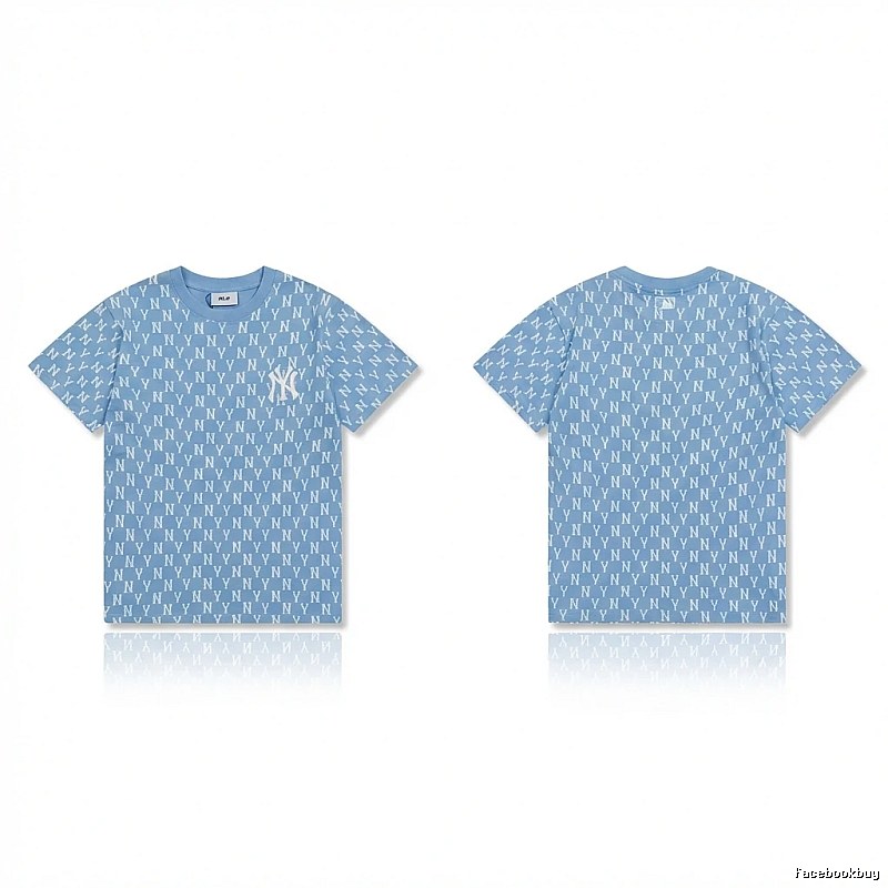 MLB full - print style light blue T - shirt
