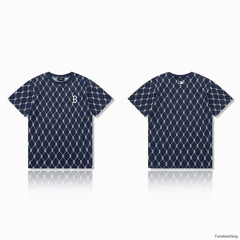 MLB full - printed style navy blue T - shirt