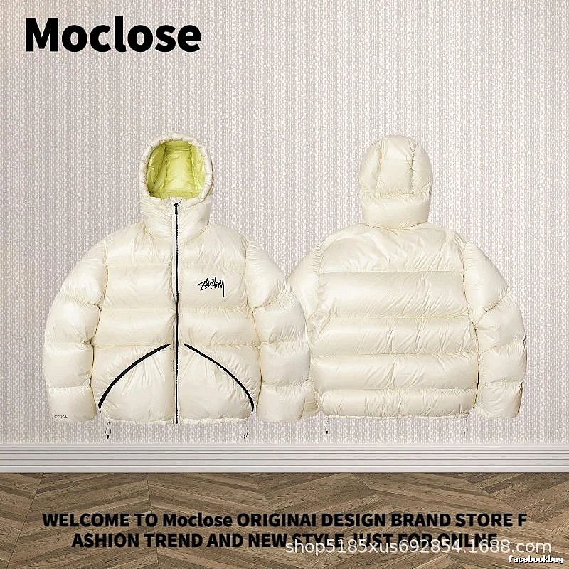 Moclose Travel Puffer jacket Black Glossy Hooded with Modern Look