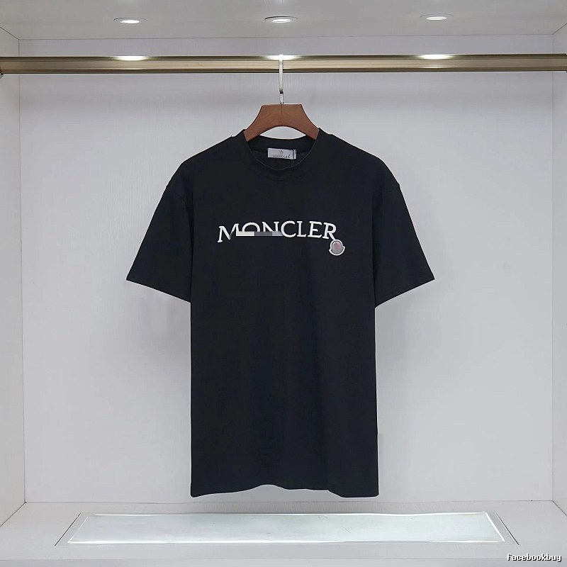 Moncler Embroidered Casual-Style Black T-Shirt