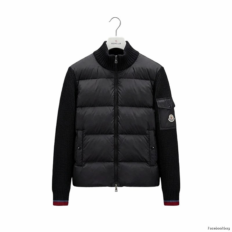 Moncler knitted and spliced black down jacket