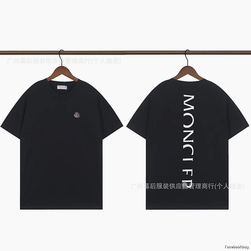 Moncler Letter Print Casual Style Black T-Shirt