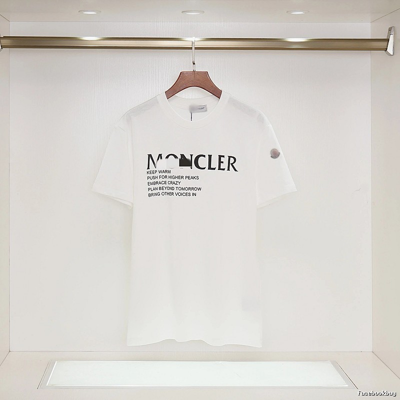 Moncler Letter Print Casual Style White T-Shirt