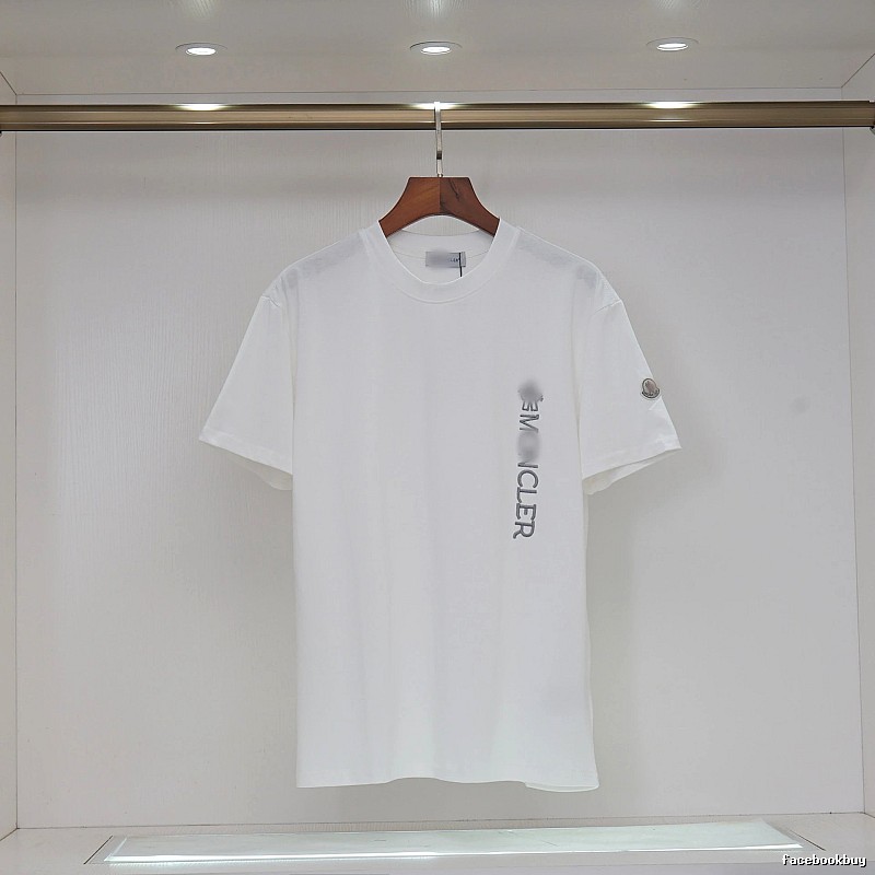 Moncler Letter Print Casual Style White T-Shirt