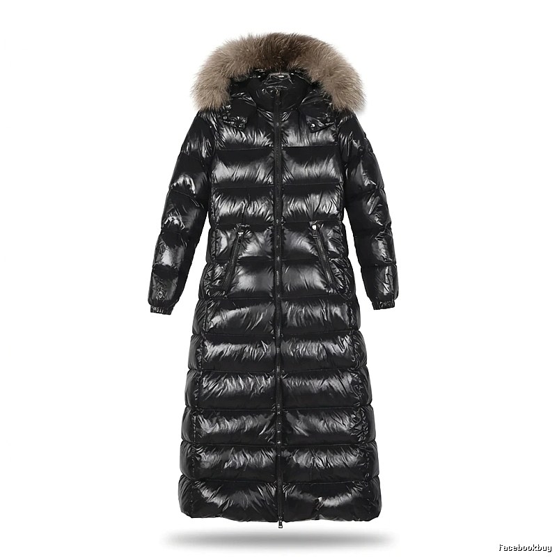 Moncler long shiny black down jacket