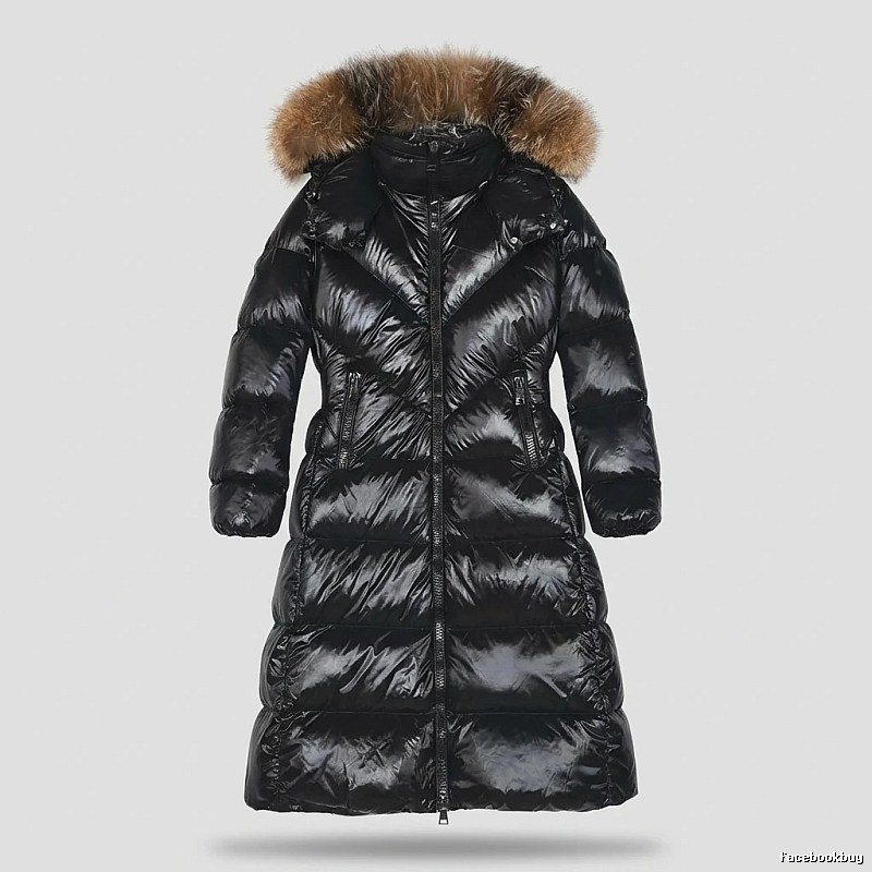 Moncler long stylish black down jacket