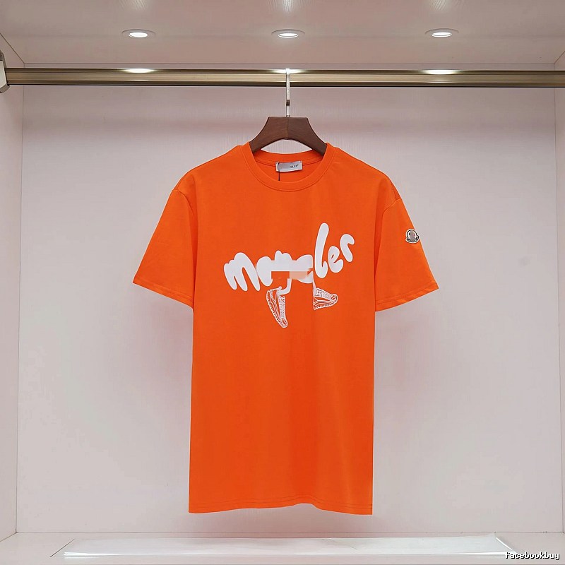 Moncler Printed Casual-style Orange Short-sleeve T-shirt