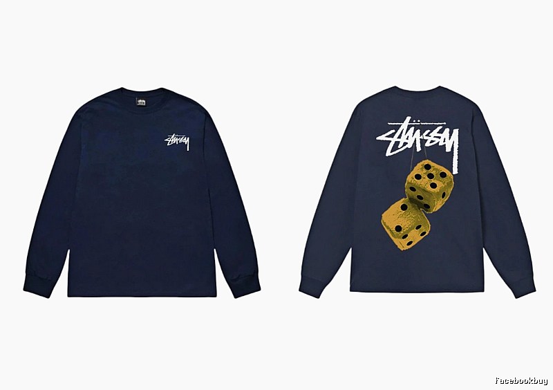 Navy long-sleeved shirt with Stussy dice print