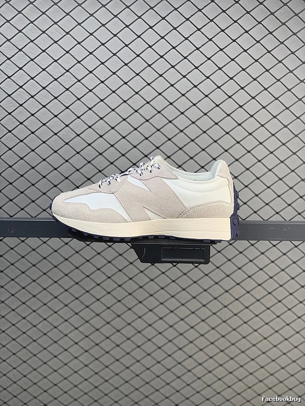 New Balance Cream and Taupe Retro Runners Featuring Chunky Sole Geometry