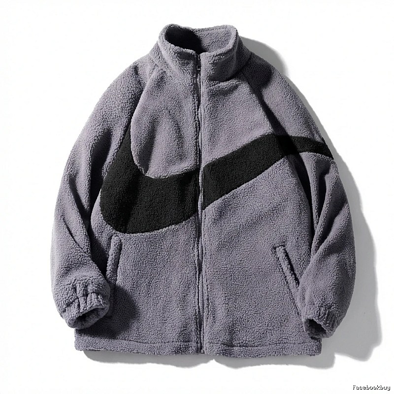 Nike large swoosh grey fleece jacket