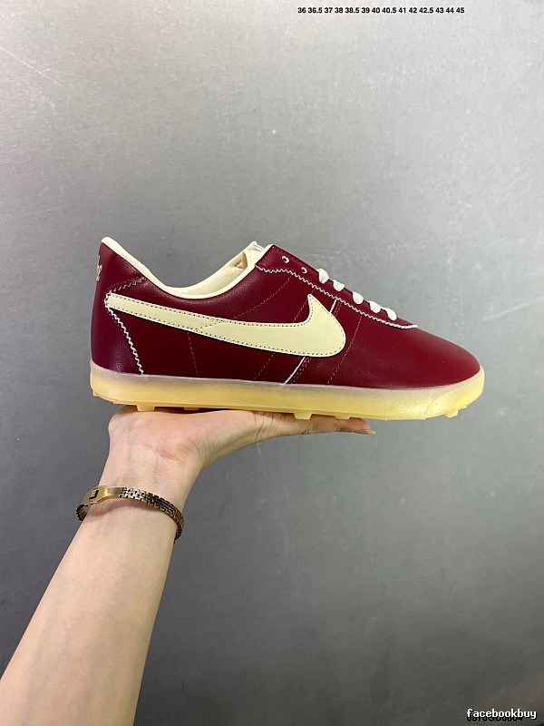 Nike Waffle-Sole Runners with Raised Heel Cushioning in Red and Cream