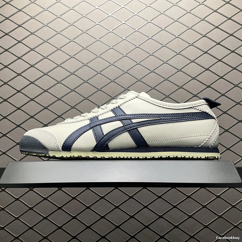 Onitsuka Tiger Low-Top Sneakers, White and Navy and Retro Court Shape
