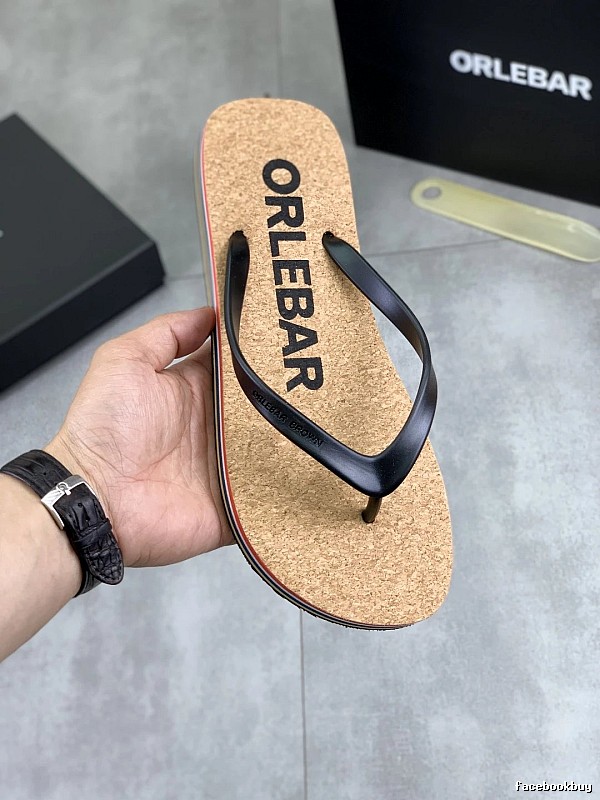 ORLEBAR BROWN Casual Style Natural Black Wooden Flip-flops