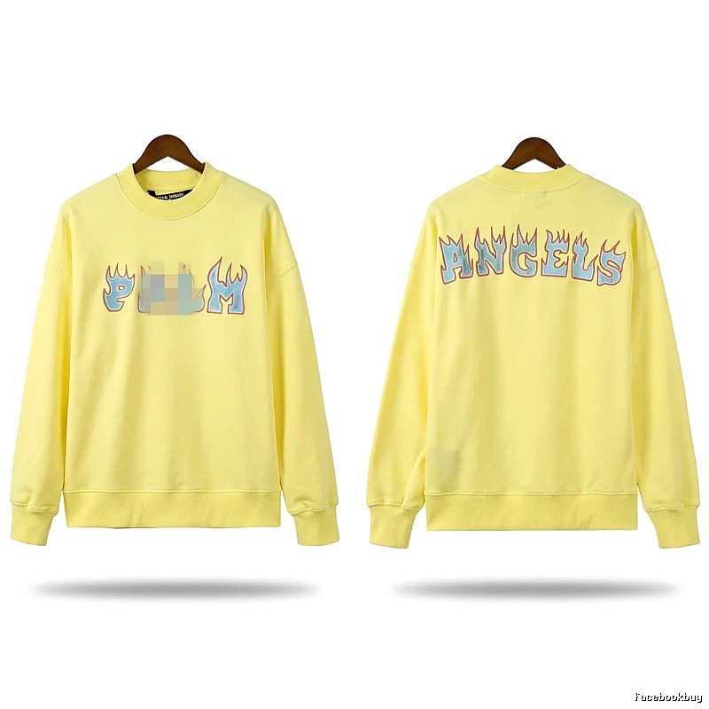 Palm Angels Flame Trendy Brand Yellow Sweatshirt