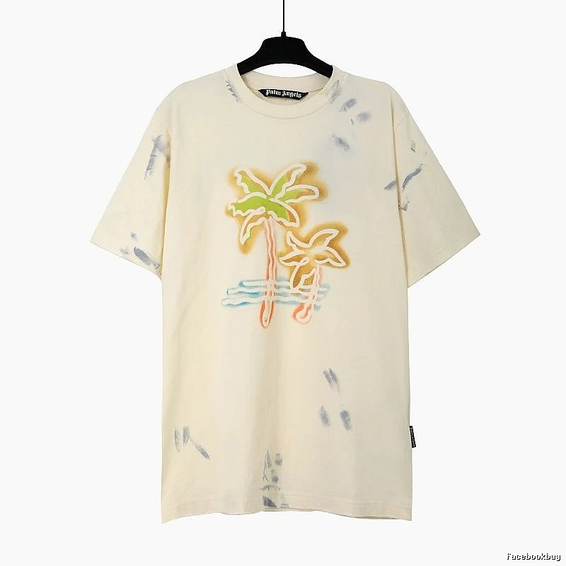 Palm Angels Statement Logo T-shirt White Palm Tree for Outdoor Plans
