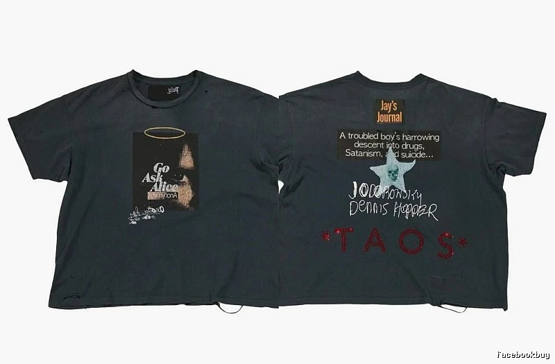Paly Hollywood Distressed Dark Charcoal Gray Printed T-shirt