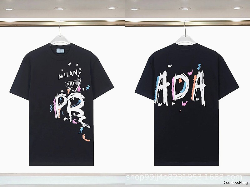 Prada Graffiti Collection Street Style Black T-Shirt