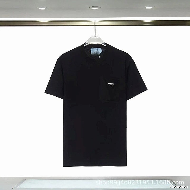 Prada Triangle Logo Minimalist Style Black Short-sleeve T-shirt