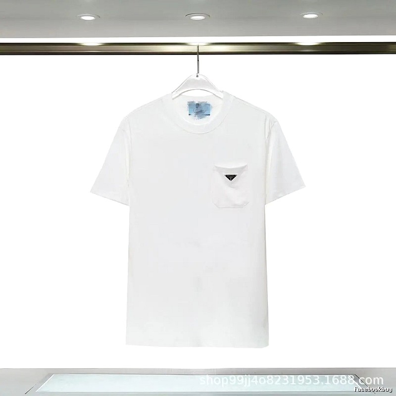 Prada Triangle Logo Minimalist Style White Short-sleeve T-shirt