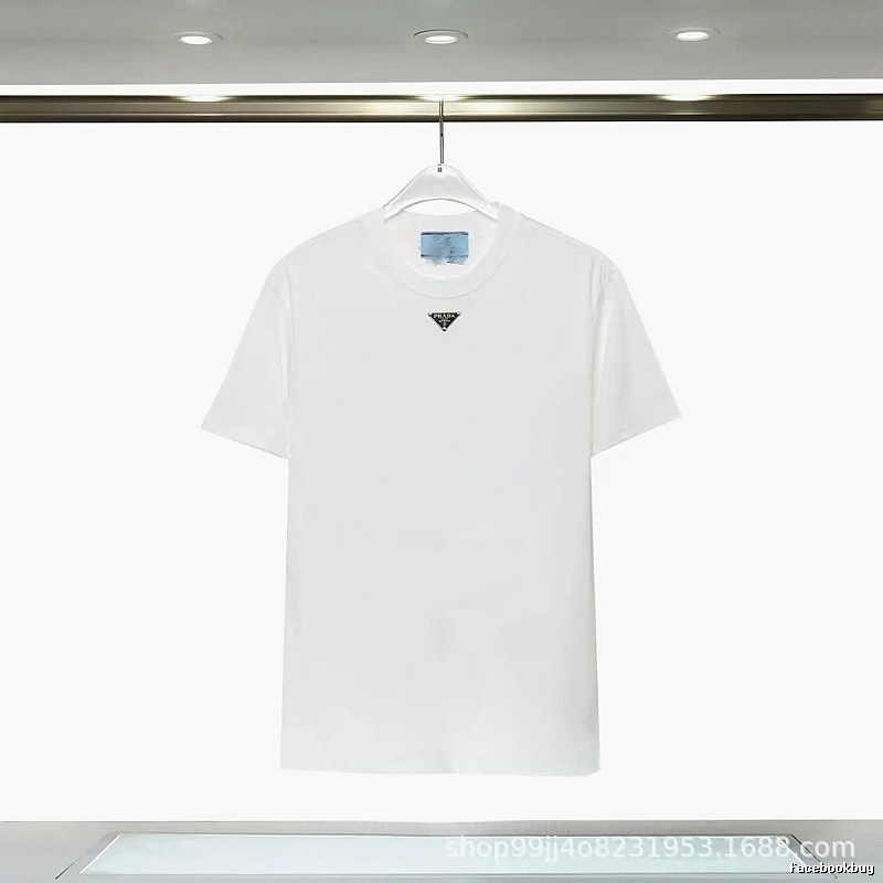 Prada Triangle Logo Minimalist Style White T-Shirt