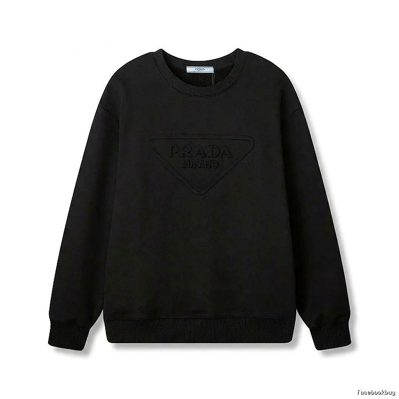 Prada triangular logo simple black sweatshirt
