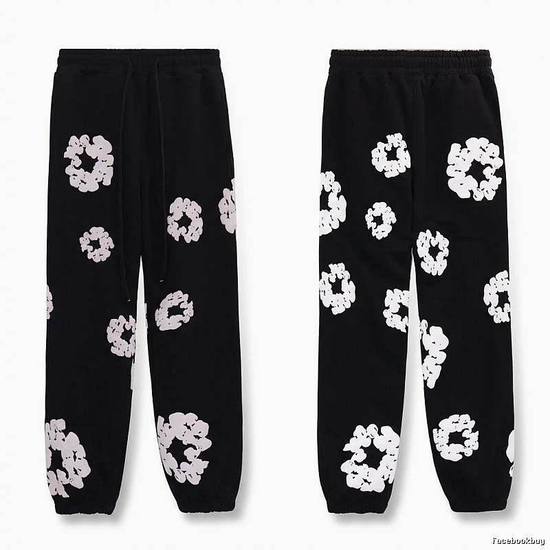 Printed casual black pants with DENIM TEARS style